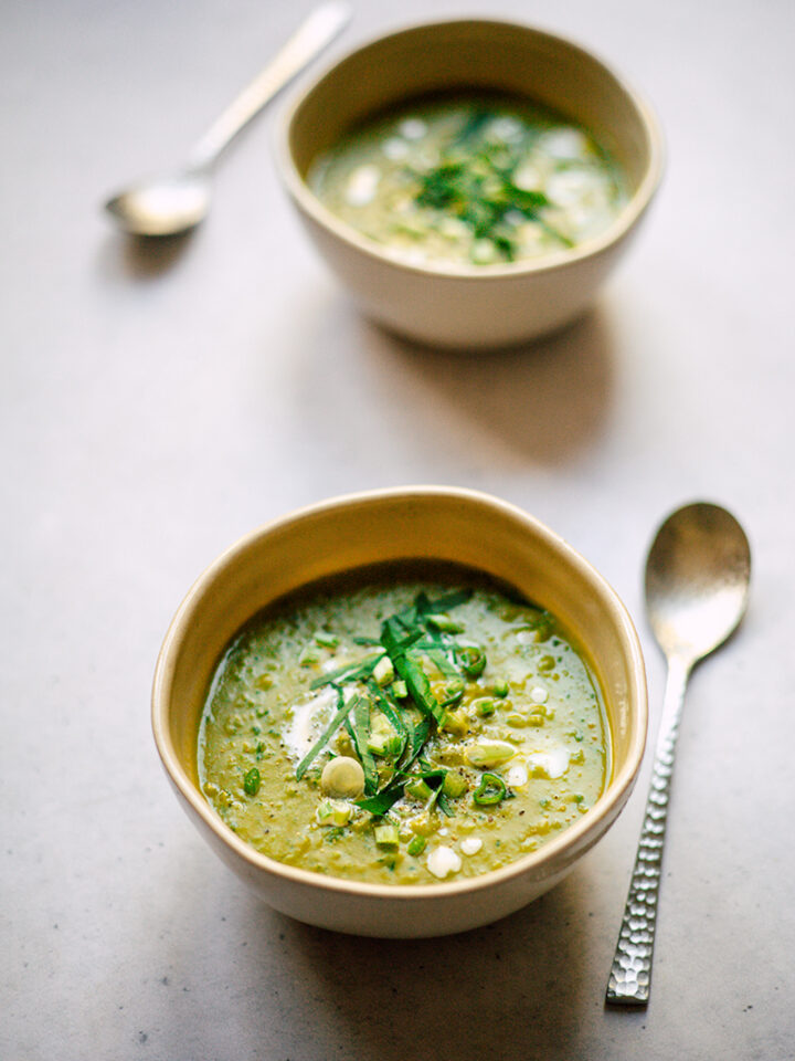 Bärlauch-Erbsen-Suppe mit Süßkartoffel